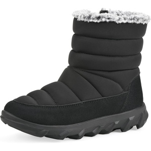 WHITE MOUNTAIN Women’s Kebob Faux Fur-Lined Puffer Winter Bootie(Black Fabric)