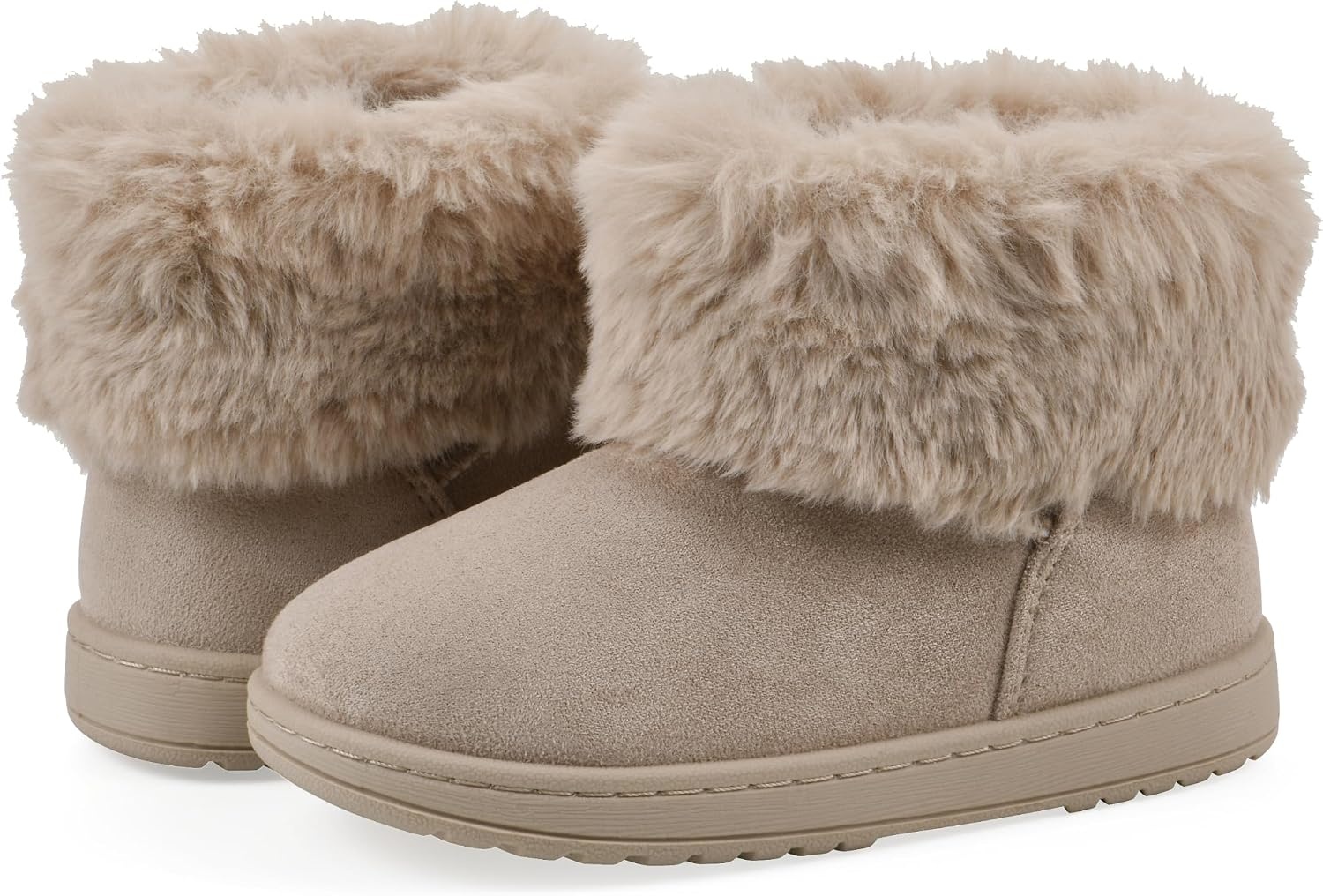 image:imageWHITE MOUNTAIN Kids Girls Inez Faux Fur BootDark Beige Fabric