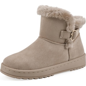 WHITE MOUNTAIN Kids Girls’ In Love Faux Fur-Lined Ankle Bootie(Dark Beige Fabric)