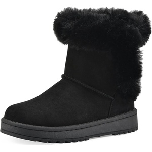 WHITE MOUNTAIN Kids Girls’ Incher Faux Fur Boot(Black/Fabric)