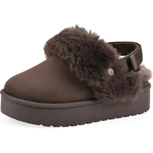 White Mountain Kids Girls’ Londyn Slingback Faux Fur Slipper Clog(Mocha Fabric)