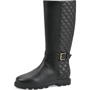 WHITE MOUNTAIN Kids Girls’ Glazing 2 Quilt-Detailed Lug-Sole Tall Riding Boot(Black Smooth)