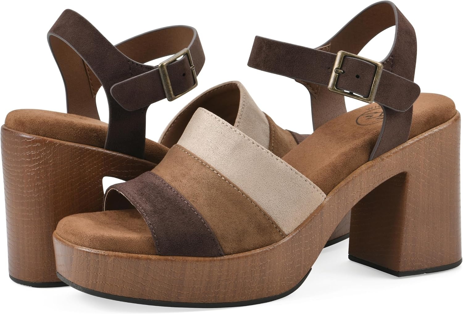 image:imageWHITE MOUNTAIN Womens Barrette Platform SandalBrown Multi Fabric