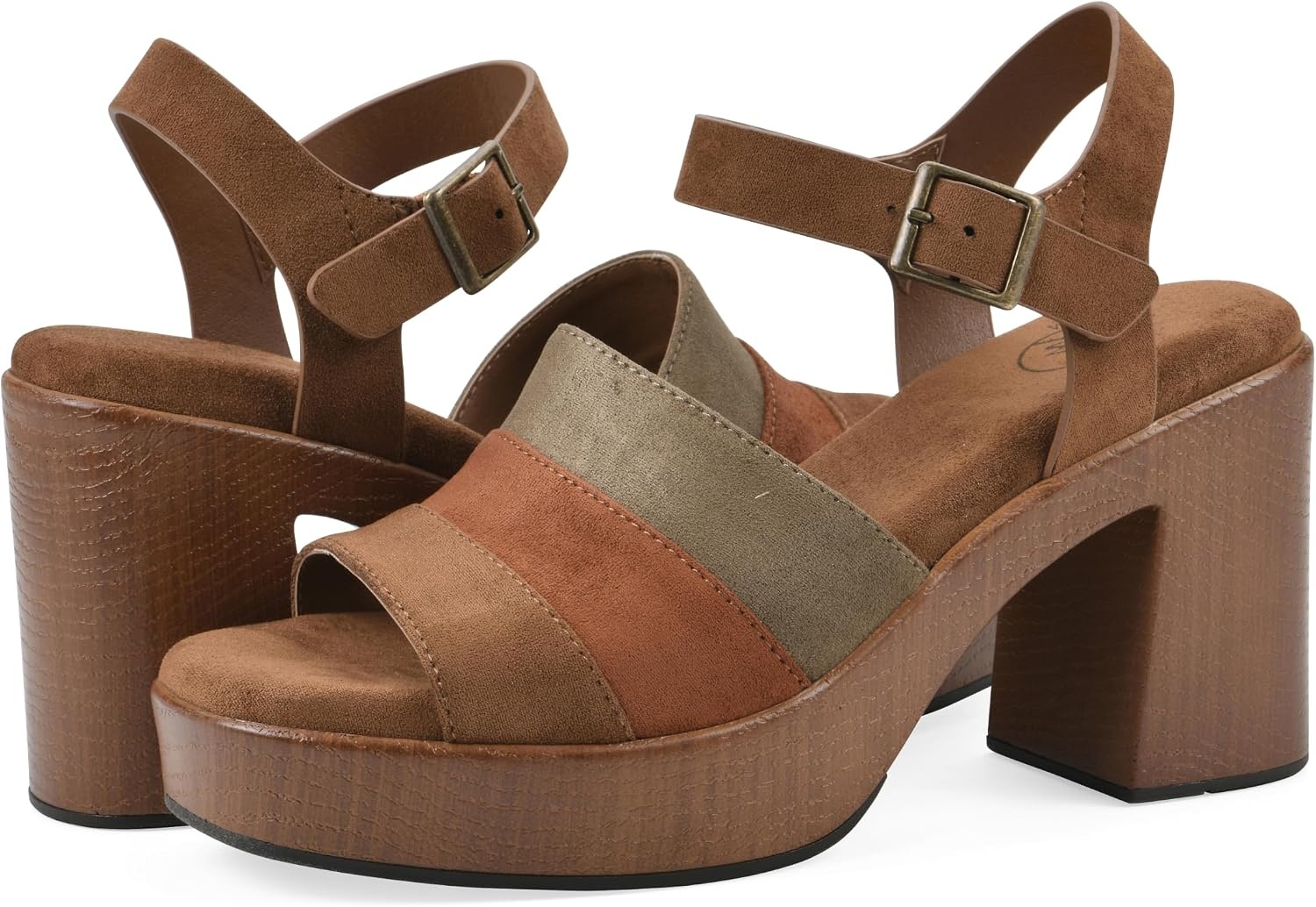 image:imageWHITE MOUNTAIN Womens Barrette Platform SandalPecan Multi Fabric