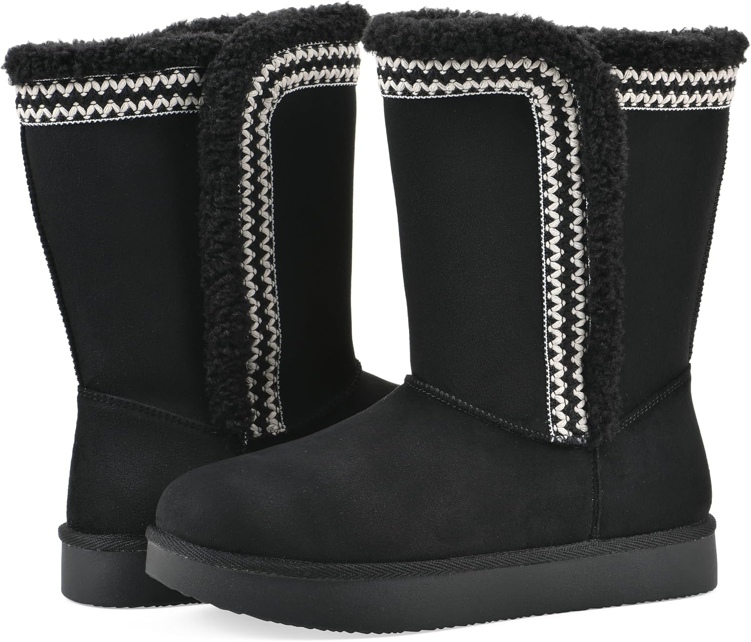image:imageWHITE MOUNTAIN Womens Blanca Faux FurLined Mid Shaft BootieBlack Fabric