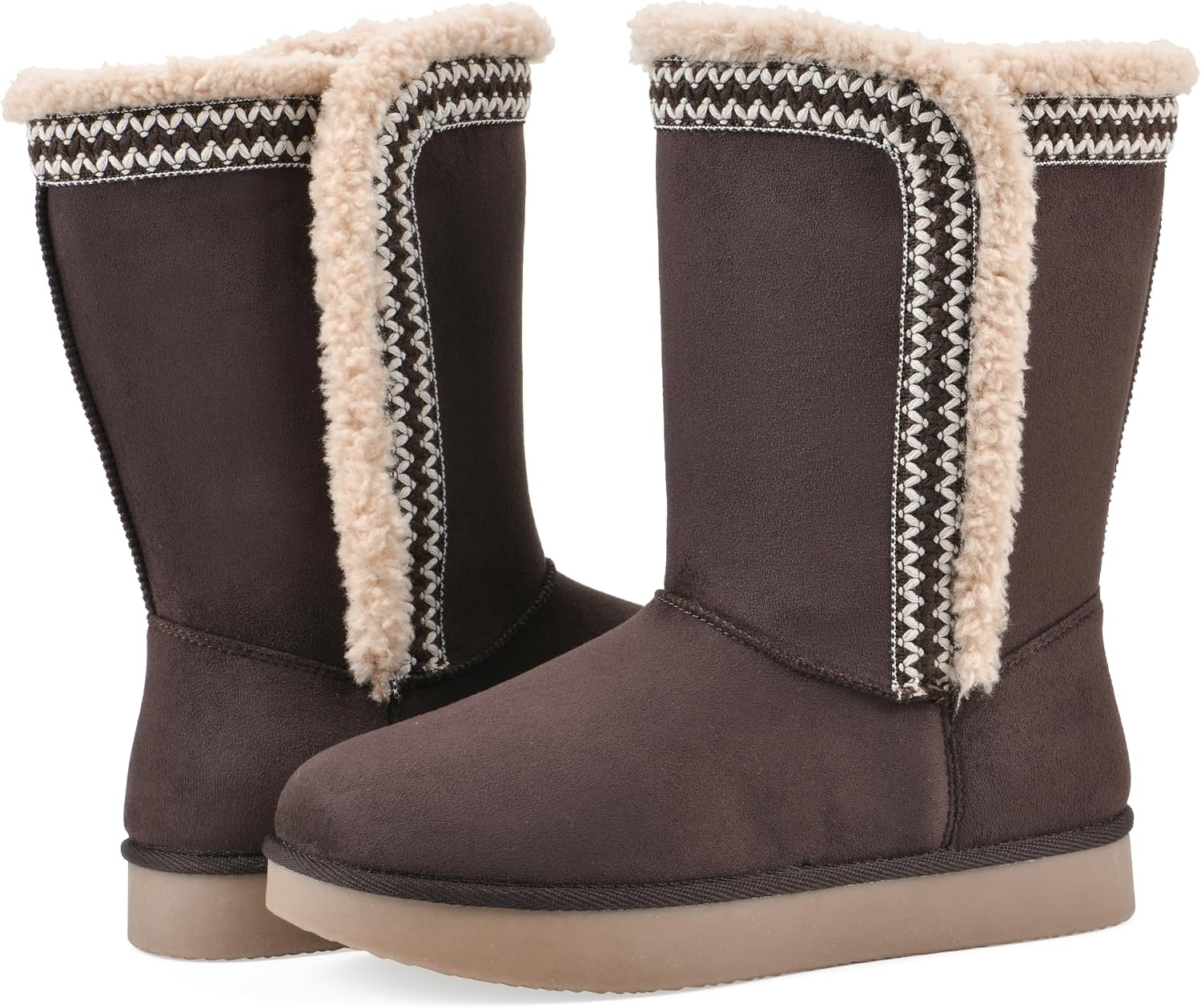 image:imageWHITE MOUNTAIN Womens Blanca Faux FurLined Mid Shaft BootieDark Brown Fabric