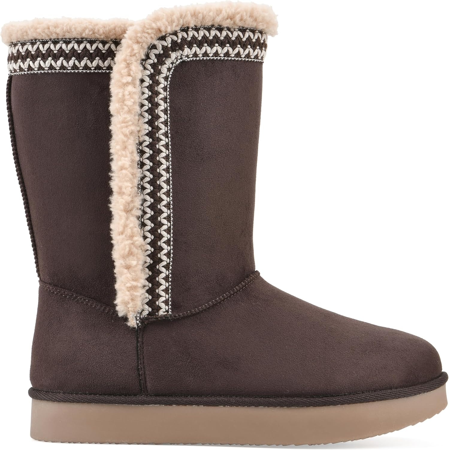image:imageWHITE MOUNTAIN Womens Blanca Faux FurLined Mid Shaft BootieDark Brown Fabric