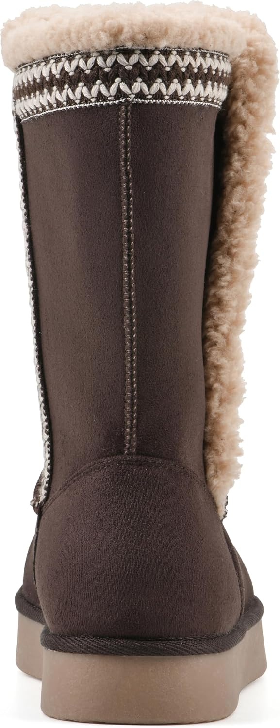 image:imageWHITE MOUNTAIN Womens Blanca Faux FurLined Mid Shaft BootieDark Brown Fabric