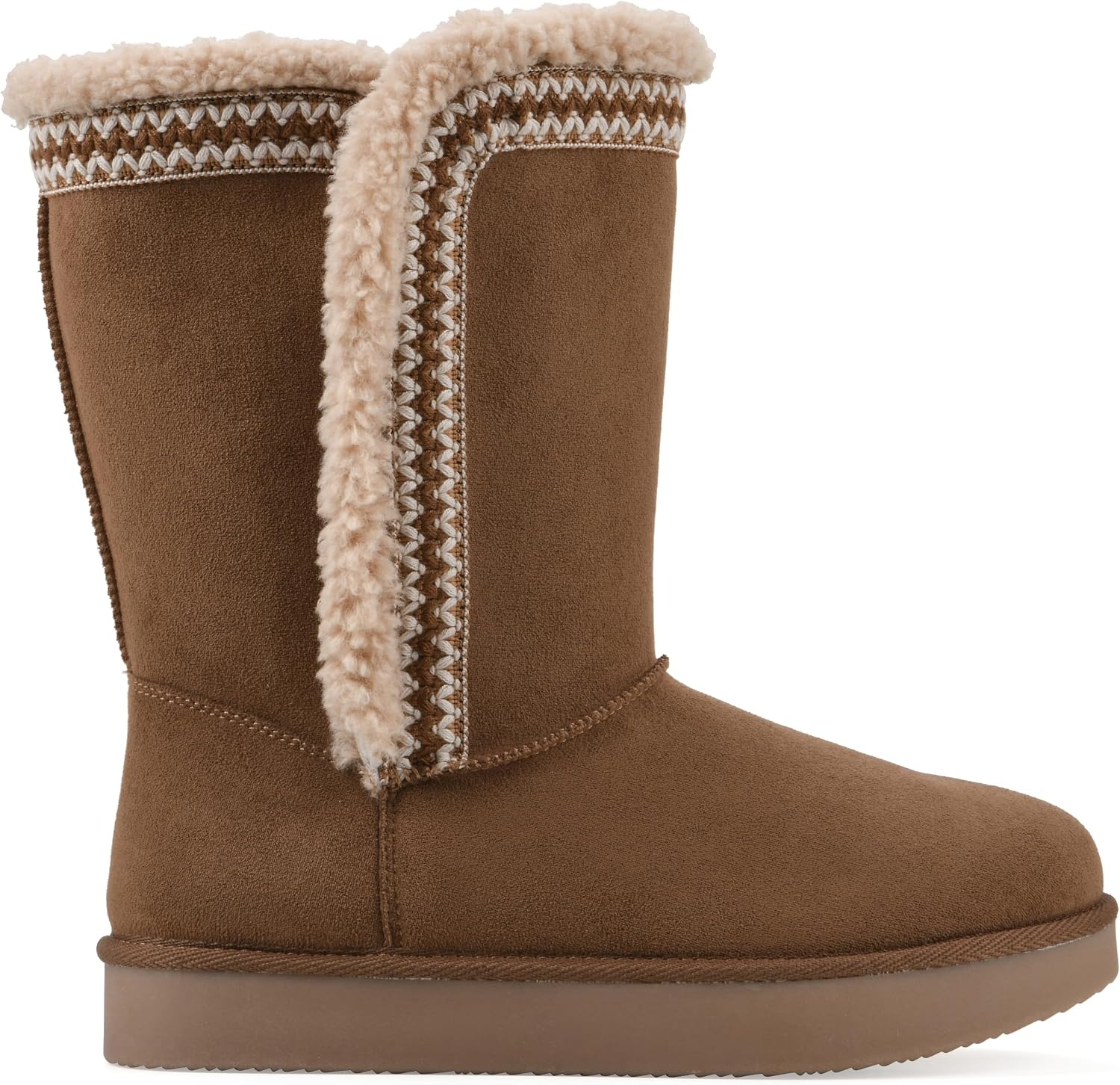 image:imageWHITE MOUNTAIN Womens Blanca Faux FurLined Mid Shaft BootieLight Chestnut Fabric