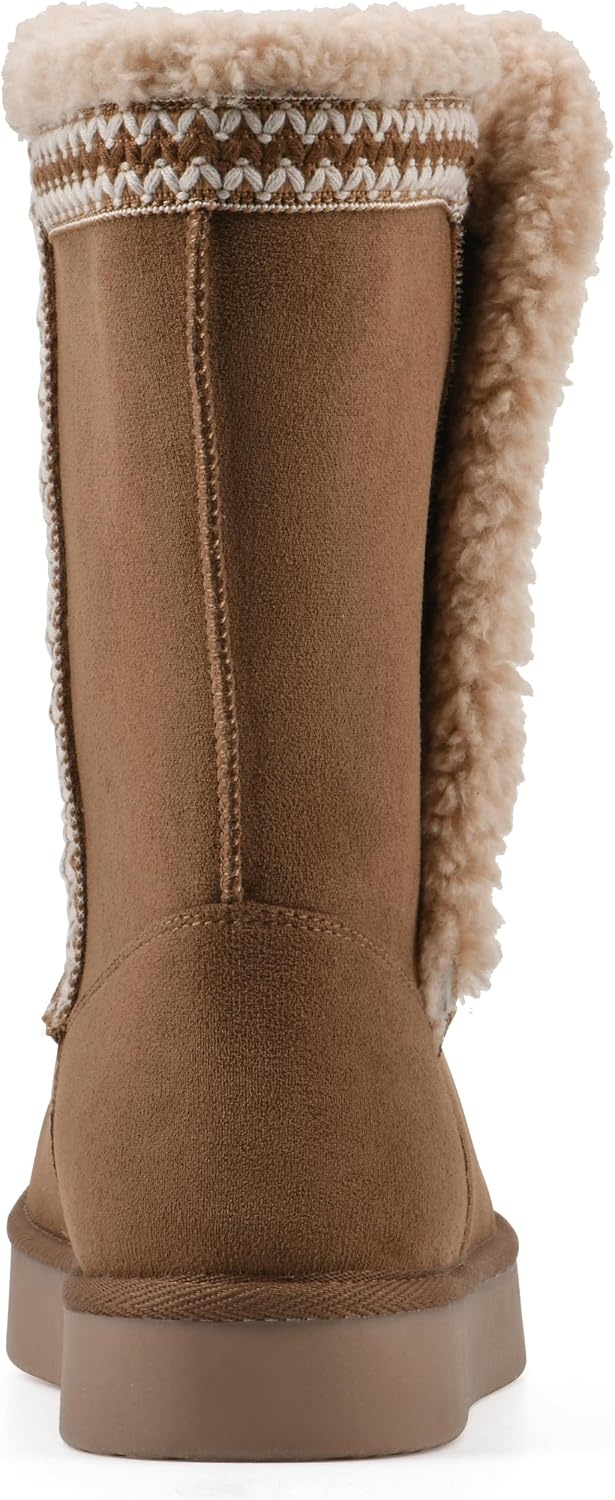 image:imageWHITE MOUNTAIN Womens Blanca Faux FurLined Mid Shaft BootieLight Chestnut Fabric