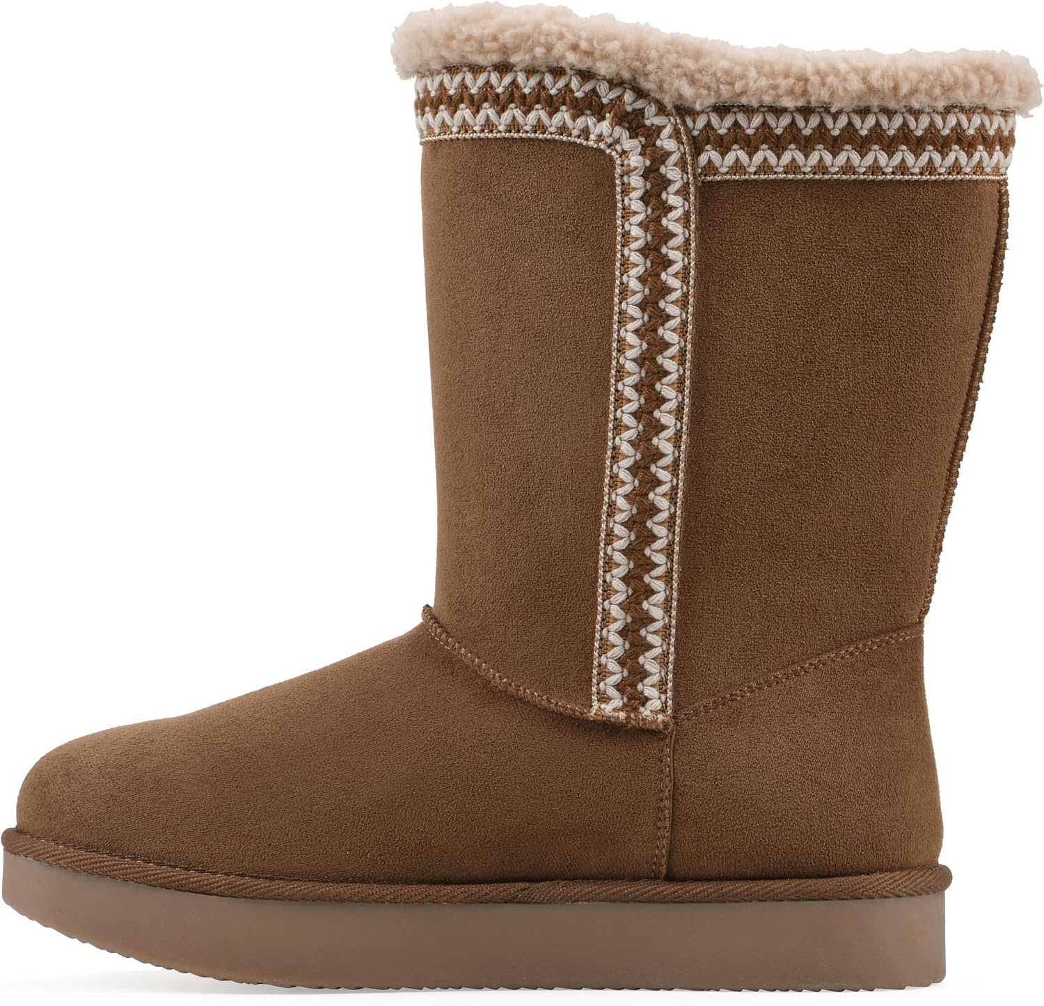 image:imageWHITE MOUNTAIN Womens Blanca Faux FurLined Mid Shaft BootieLight Chestnut Fabric