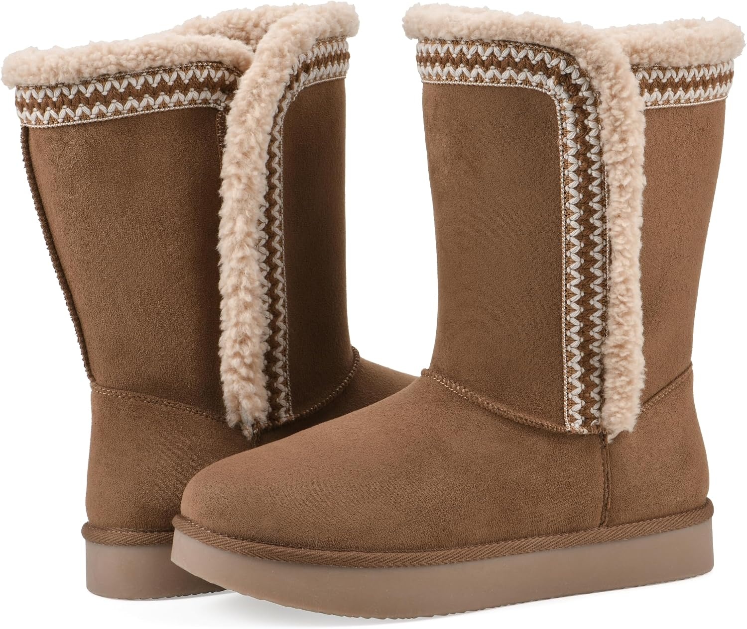 image:imageWHITE MOUNTAIN Womens Blanca Faux FurLined Mid Shaft BootieLight Chestnut Fabric