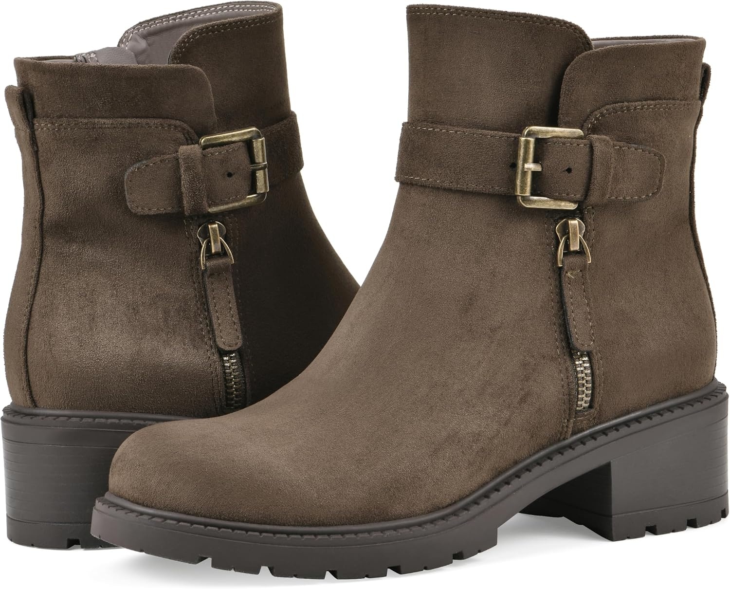 image:imageWHITE MOUNTAIN Womens Bodie Lug Sole BootieArmy Fabric