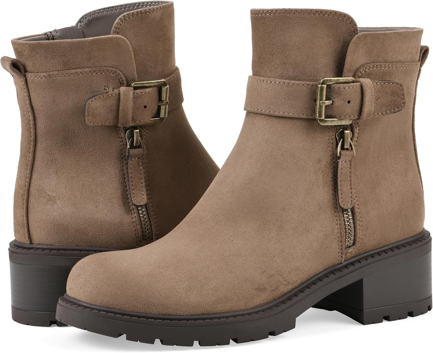 image:imageWHITE MOUNTAIN Womens Bodie Lug Sole BootieDark Taupe Fabric