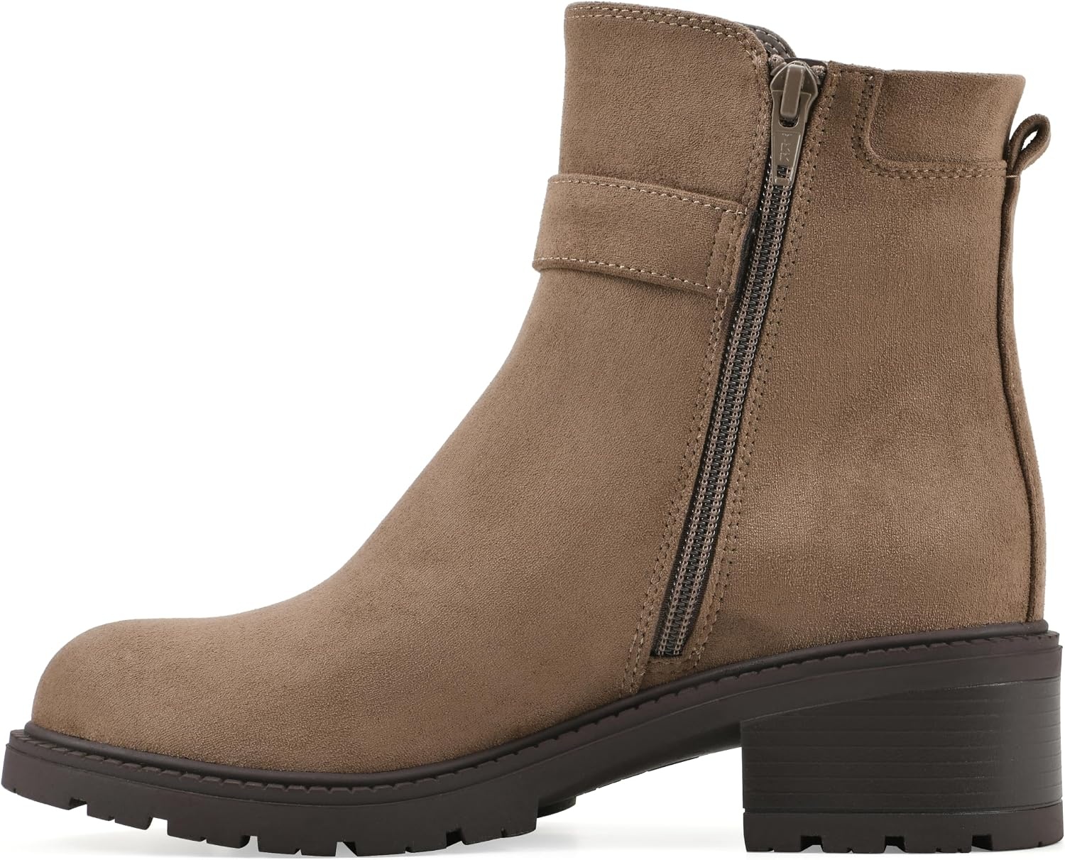 image:imageWHITE MOUNTAIN Womens Bodie Lug Sole BootieDark Taupe Fabric