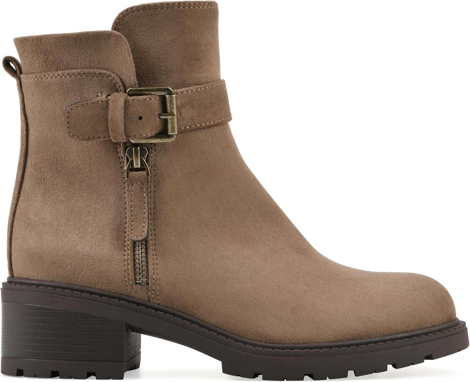 image:imageWHITE MOUNTAIN Womens Bodie Lug Sole BootieDark Taupe Fabric