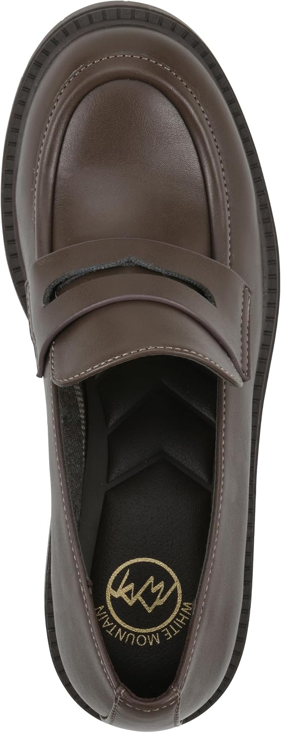 image:imageWHITE MOUNTAIN Womens Brigetty Heeled Penny LoaferBrown Smooth