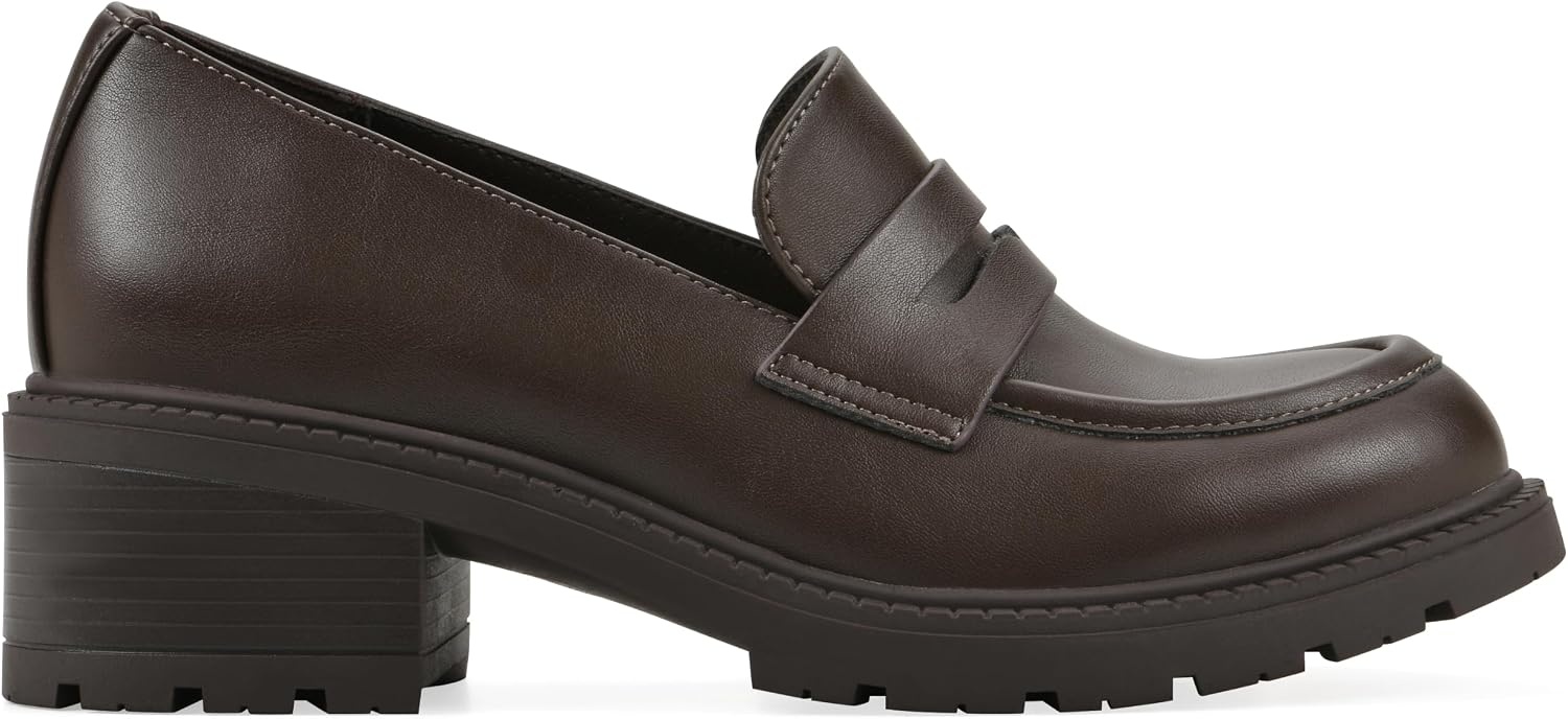image:imageWHITE MOUNTAIN Womens Brigetty Heeled Penny LoaferBrown Smooth