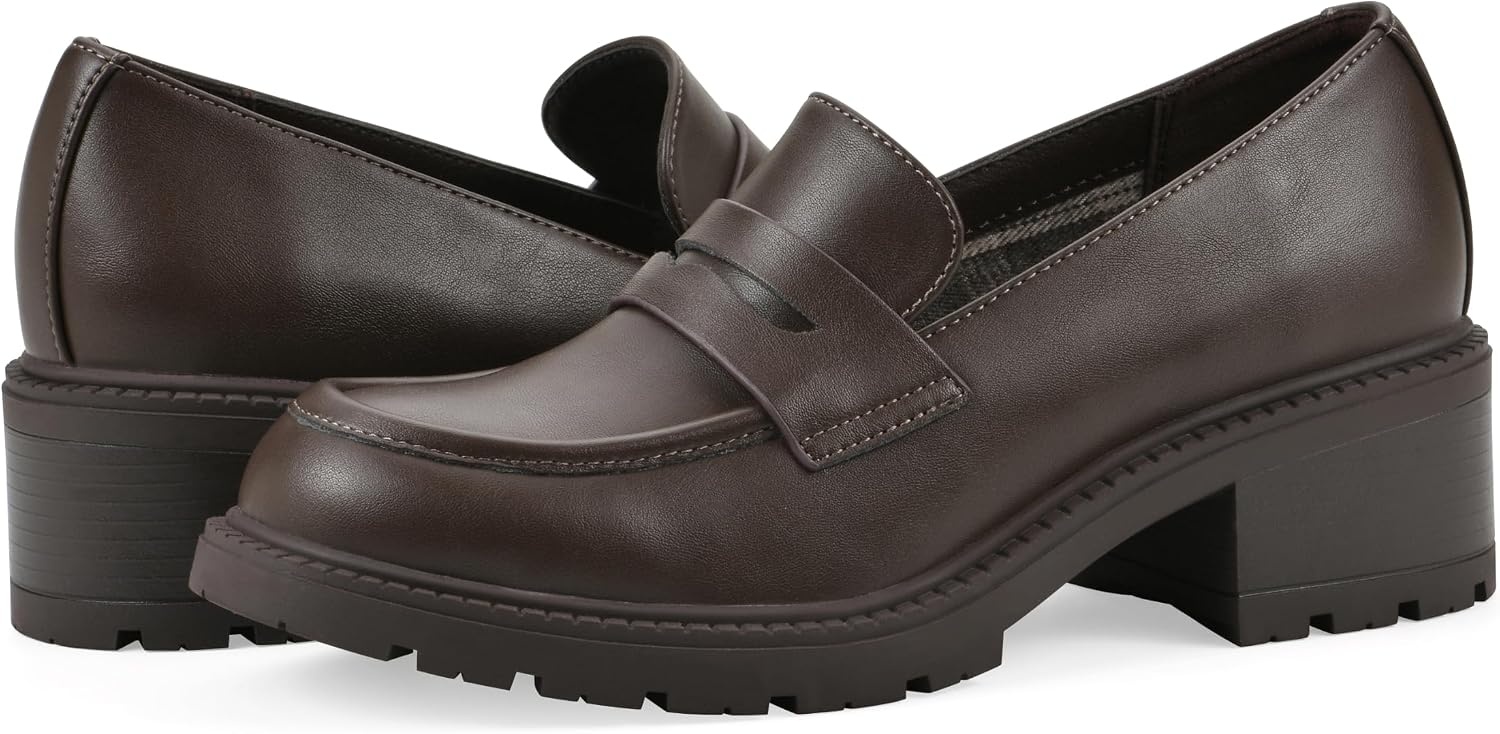 image:imageWHITE MOUNTAIN Womens Brigetty Heeled Penny LoaferBrown Smooth