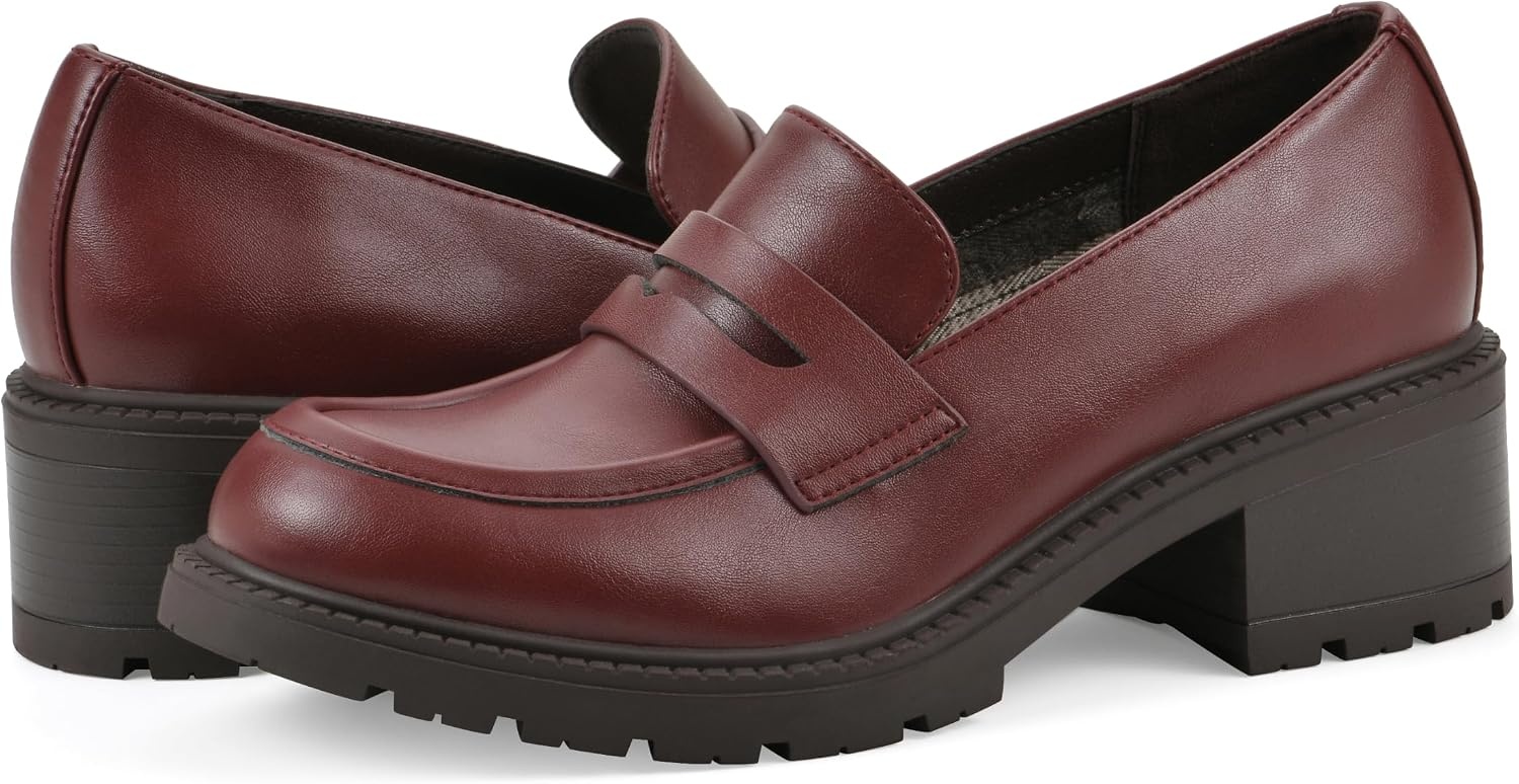 image:imageWHITE MOUNTAIN Womens Brigetty Heeled Penny LoaferBurgundy Smooth
