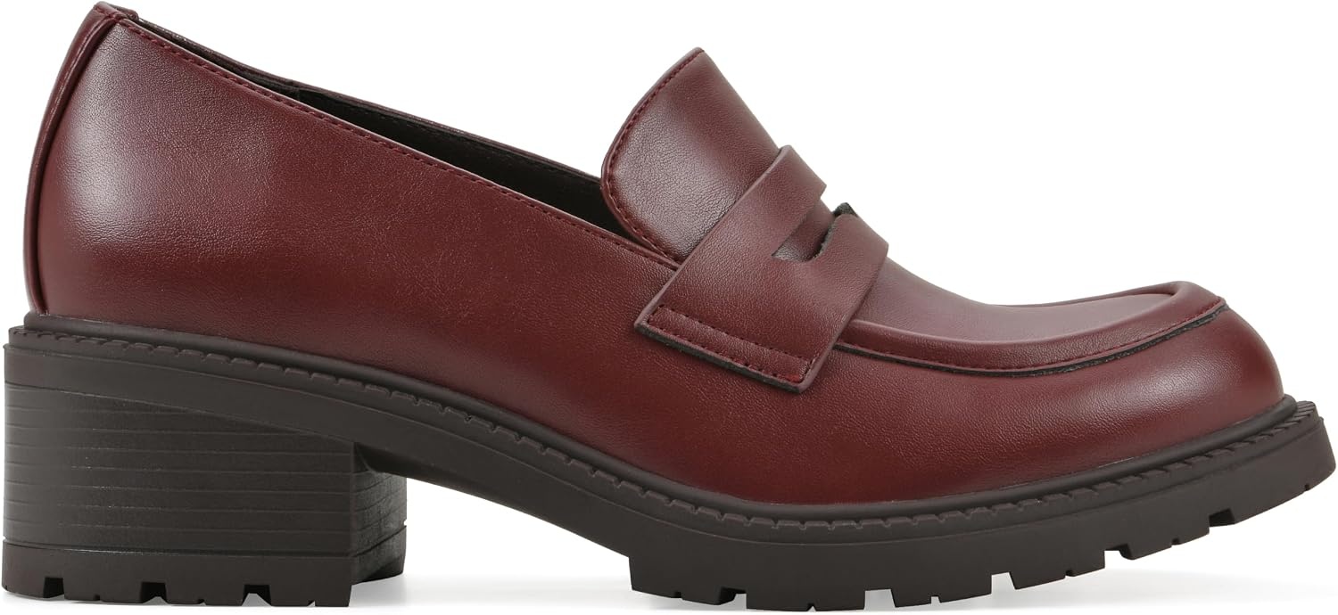image:imageWHITE MOUNTAIN Womens Brigetty Heeled Penny LoaferBurgundy Smooth