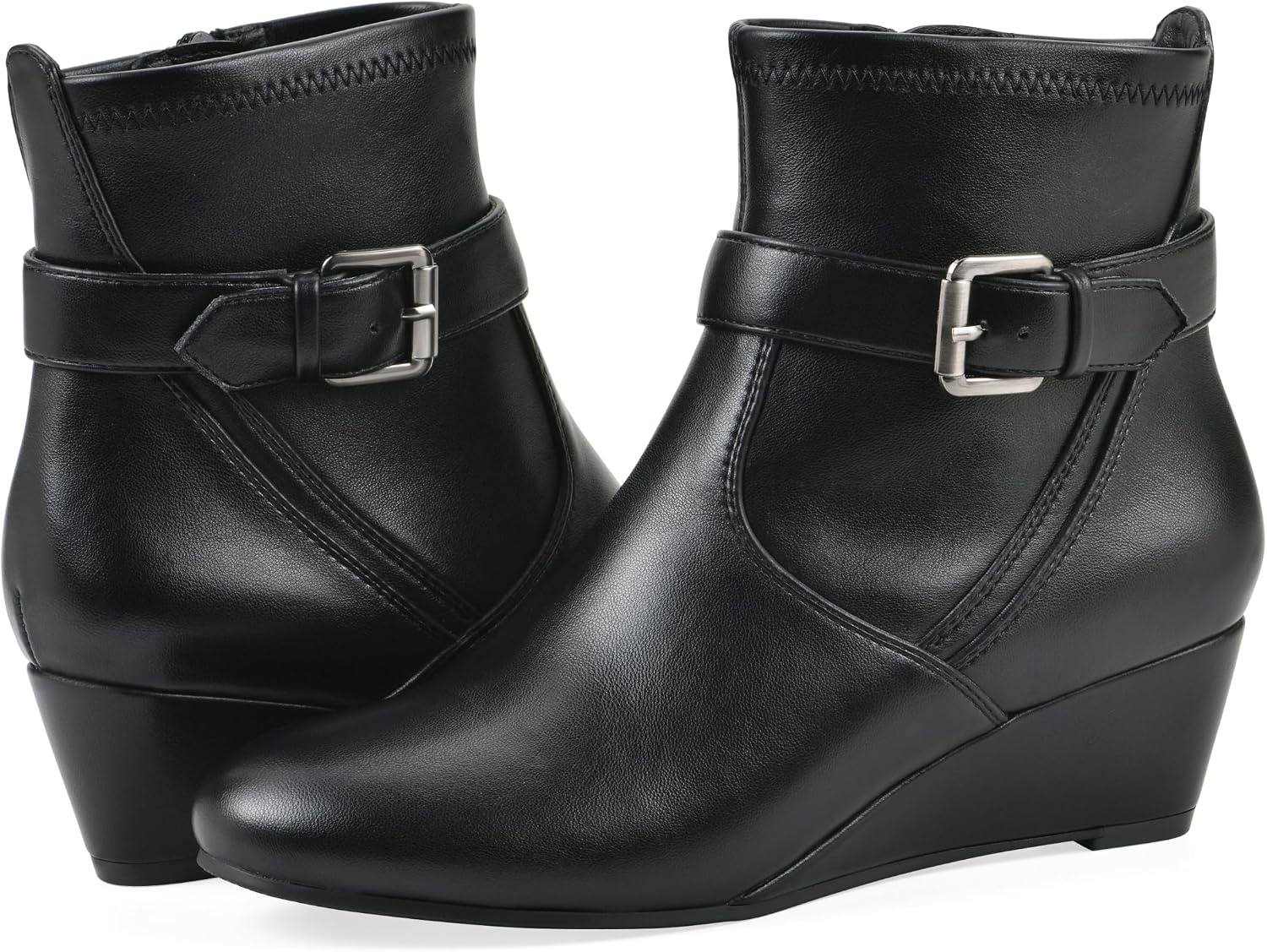 image:imageWHITE MOUNTAIN Womens Chamlet Wedge BootieBlack Smooth