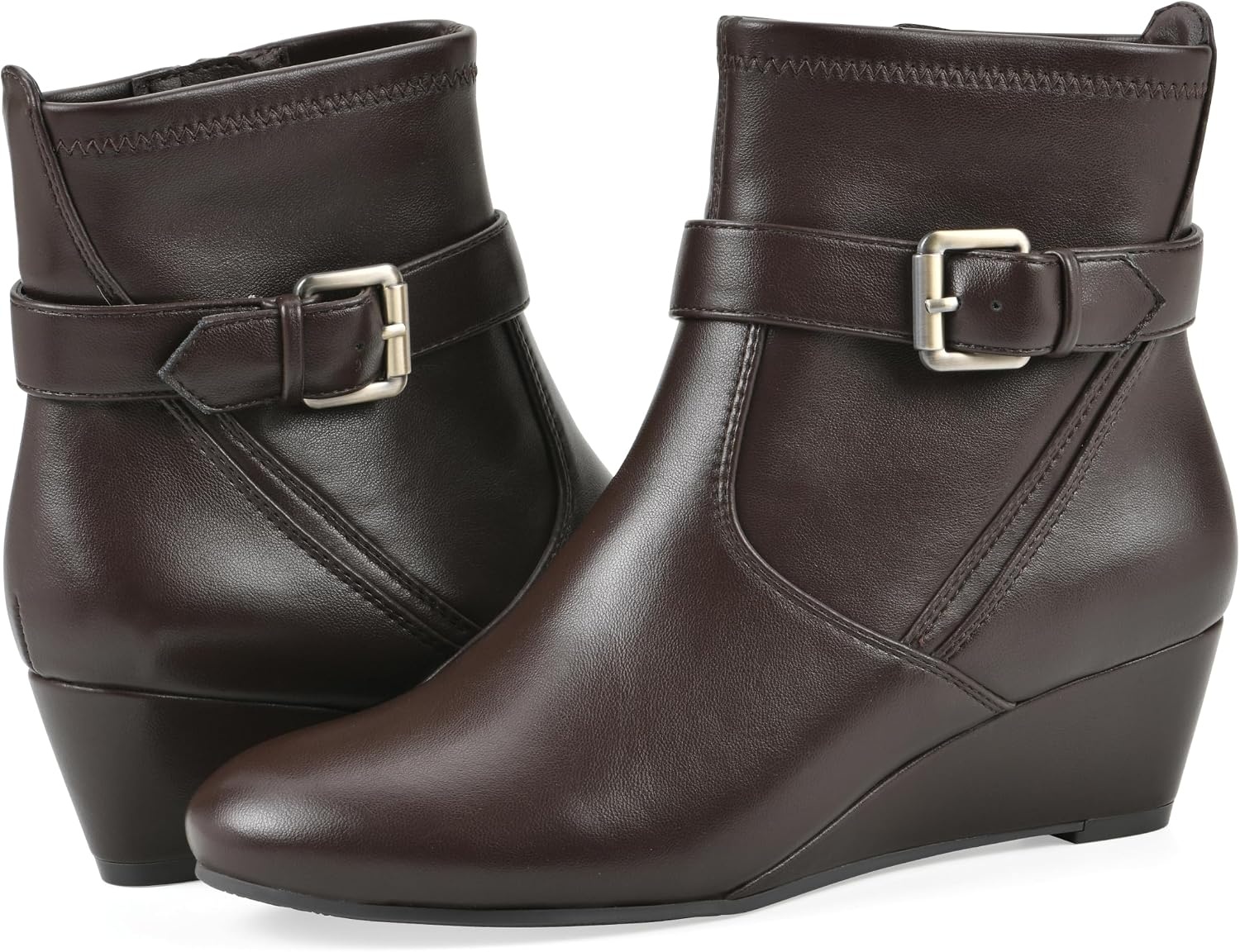 image:imageWHITE MOUNTAIN Womens Chamlet Wedge BootieBrown Smooth