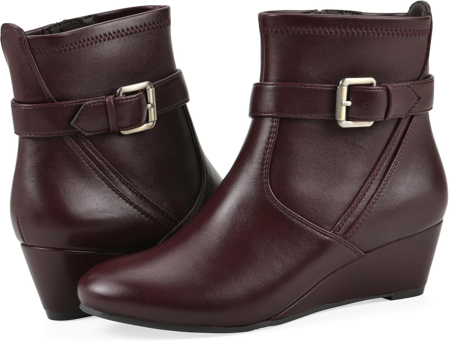 image:imageWHITE MOUNTAIN Womens Chamlet Wedge BootieBurgundy Smooth