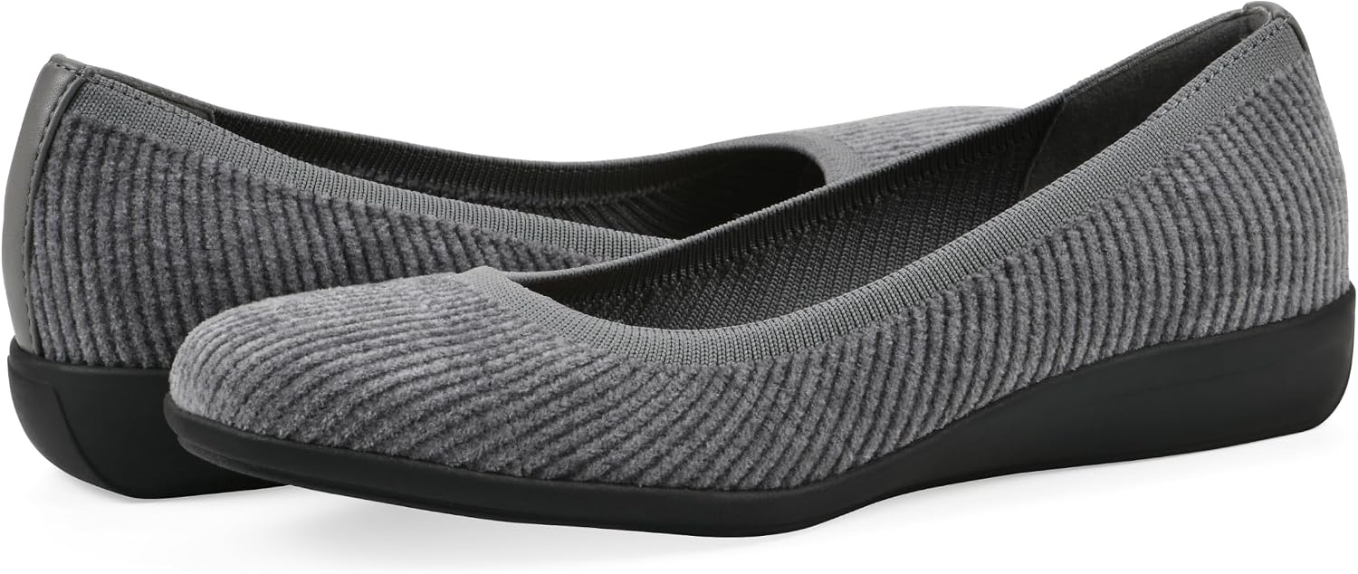image:imageWHITE MOUNTAIN Womens Florian Knit Ballet FlatBlue Steel Corduroy Fabric