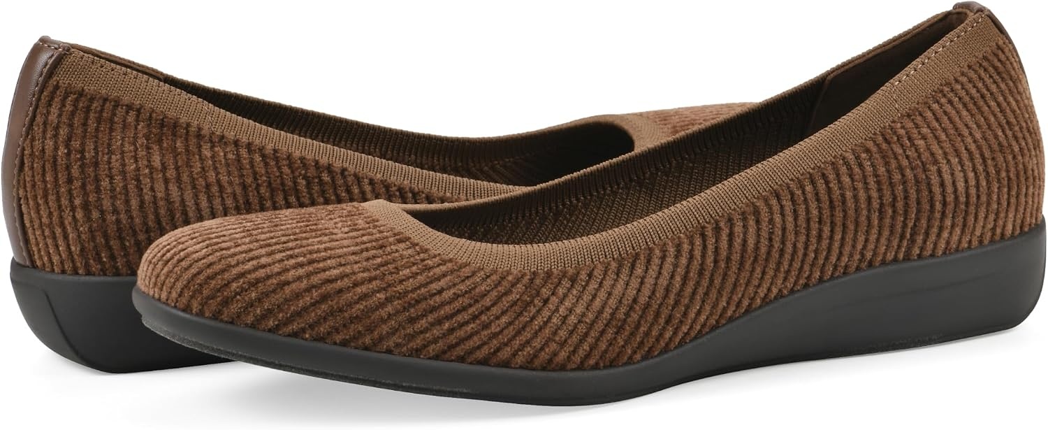 image:imageWHITE MOUNTAIN Womens Florian Knit Ballet FlatPecan Corduroy Fabric