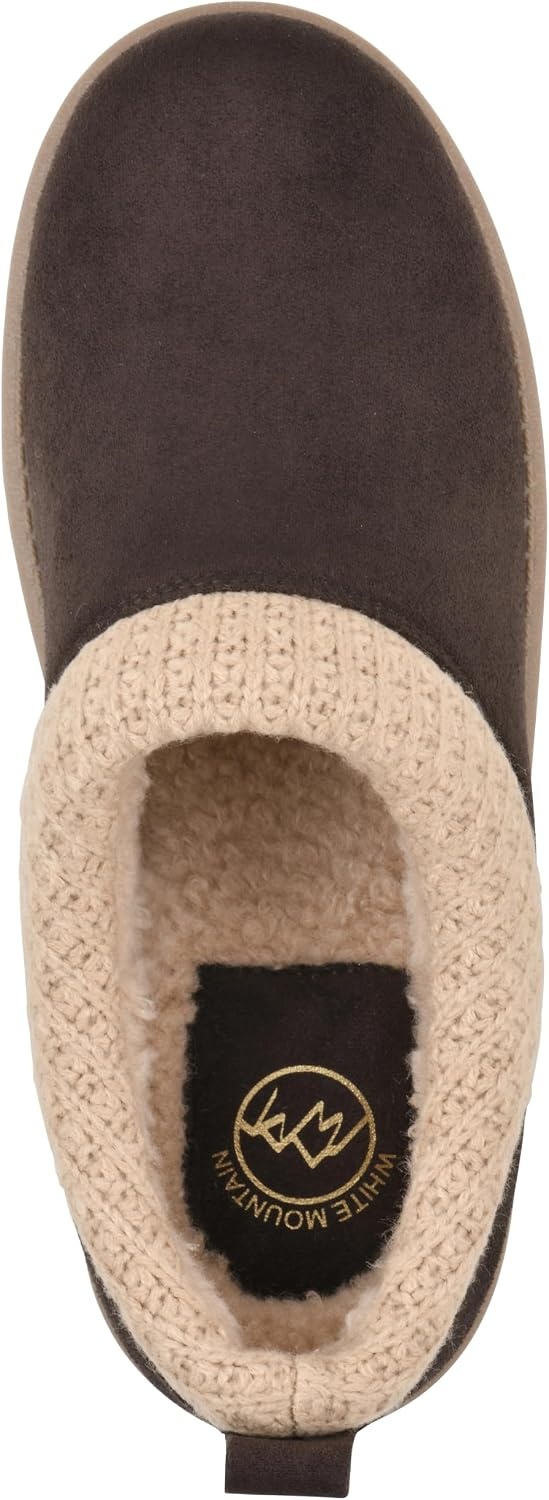 image:imageWHITE MOUNTAIN Womens Iceboat Faux ShearlingLined SlipOn ClogDark Brown Fabric