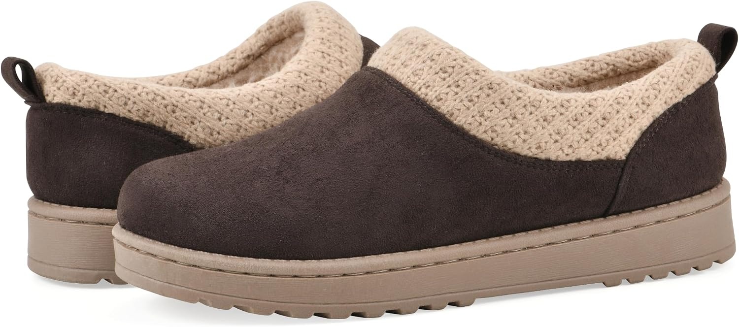image:imageWHITE MOUNTAIN Womens Iceboat Faux ShearlingLined SlipOn ClogDark Brown Fabric