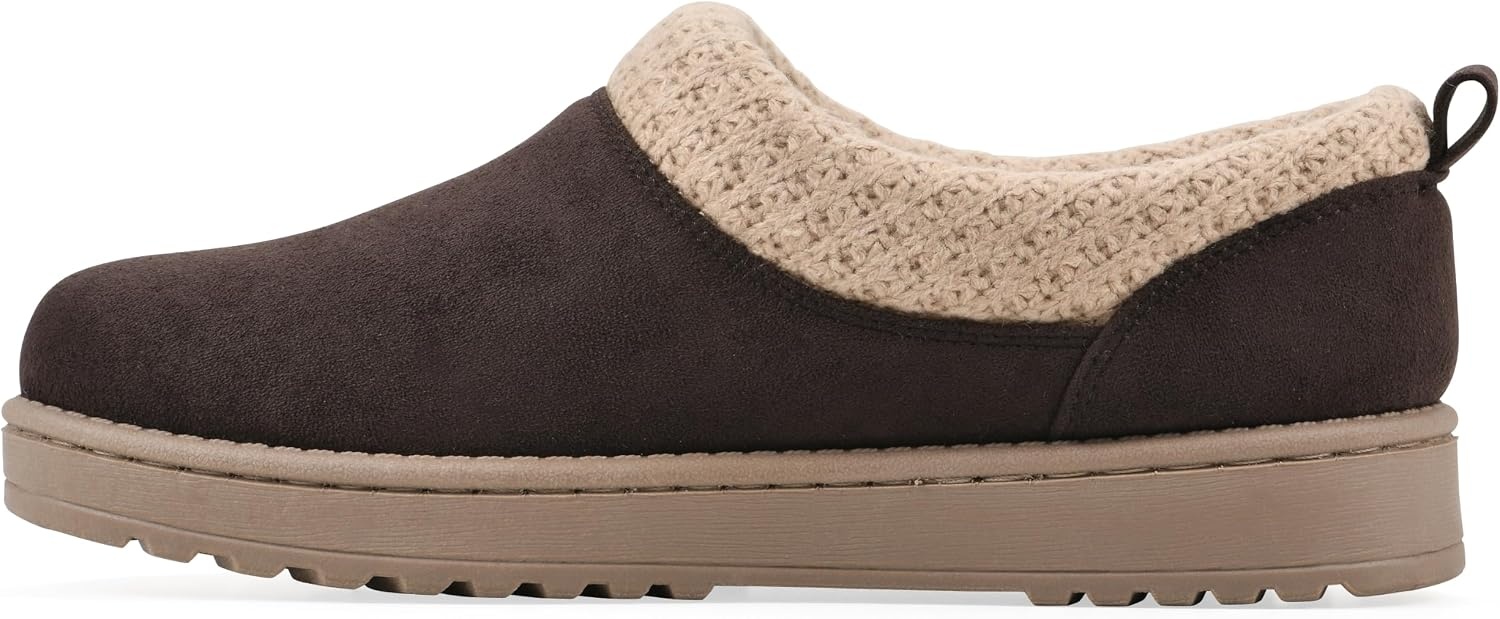 image:imageWHITE MOUNTAIN Womens Iceboat Faux ShearlingLined SlipOn ClogDark Brown Fabric