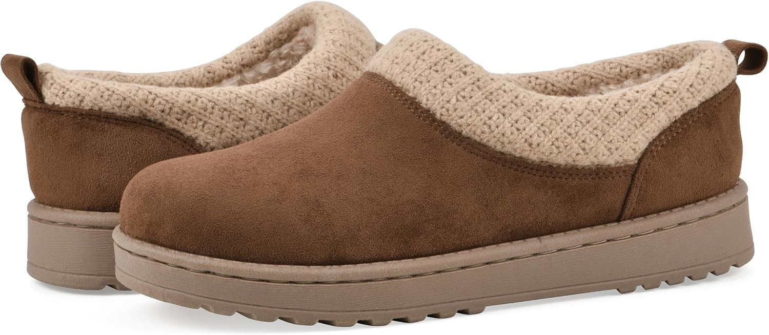image:imageWHITE MOUNTAIN Womens Iceboat Faux ShearlingLined SlipOn ClogDark Chestnut Fabric