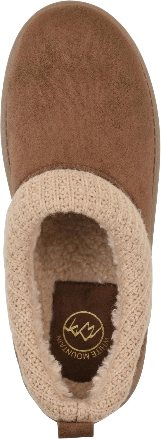image:imageWHITE MOUNTAIN Womens Iceboat Faux ShearlingLined SlipOn ClogDark Chestnut Fabric