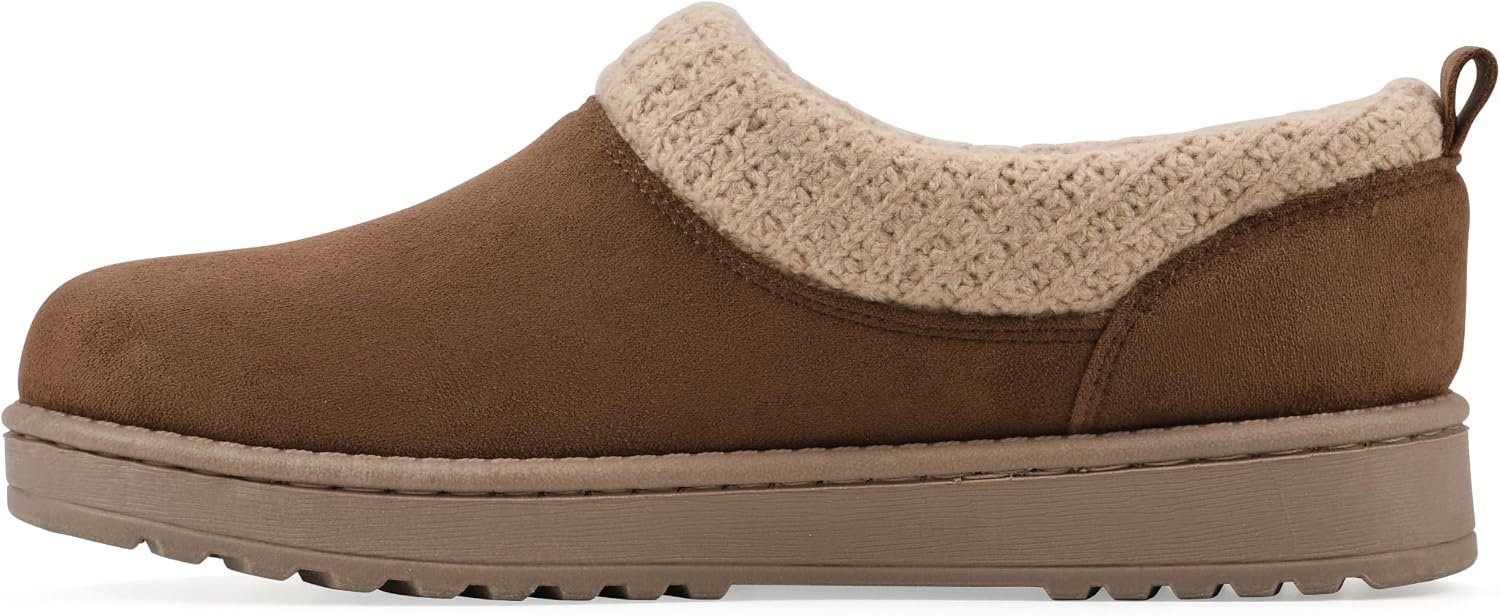 image:imageWHITE MOUNTAIN Womens Iceboat Faux ShearlingLined SlipOn ClogDark Chestnut Fabric