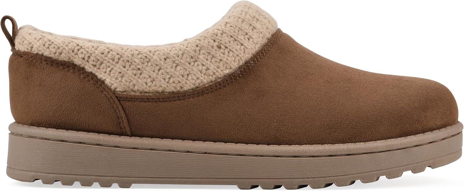 image:imageWHITE MOUNTAIN Womens Iceboat Faux ShearlingLined SlipOn ClogDark Chestnut Fabric