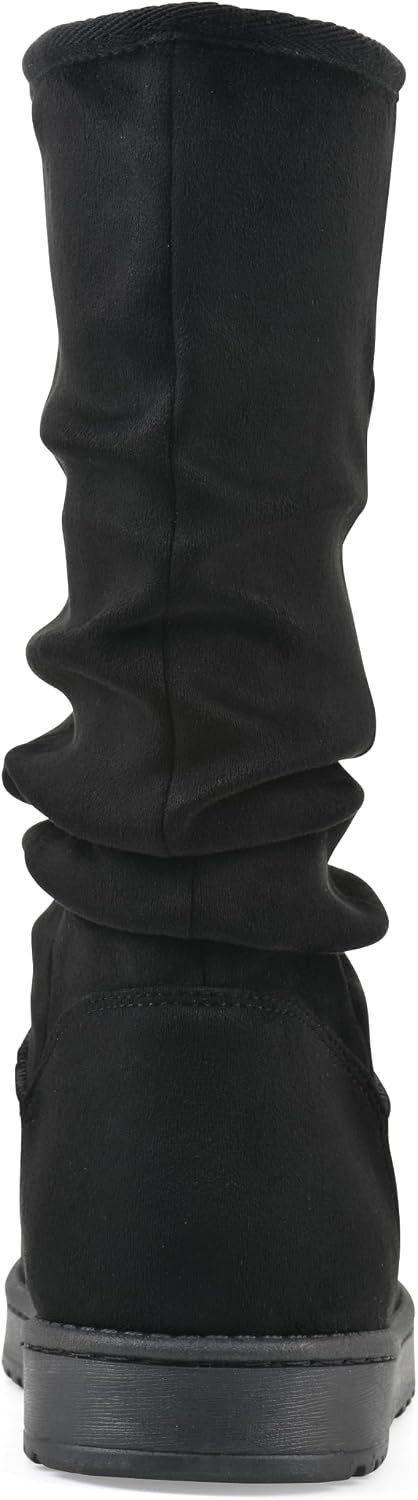 image:imageWHITE MOUNTAIN Womens Icequake Faux FurLined Ruched Mid Shaft BootieBlack