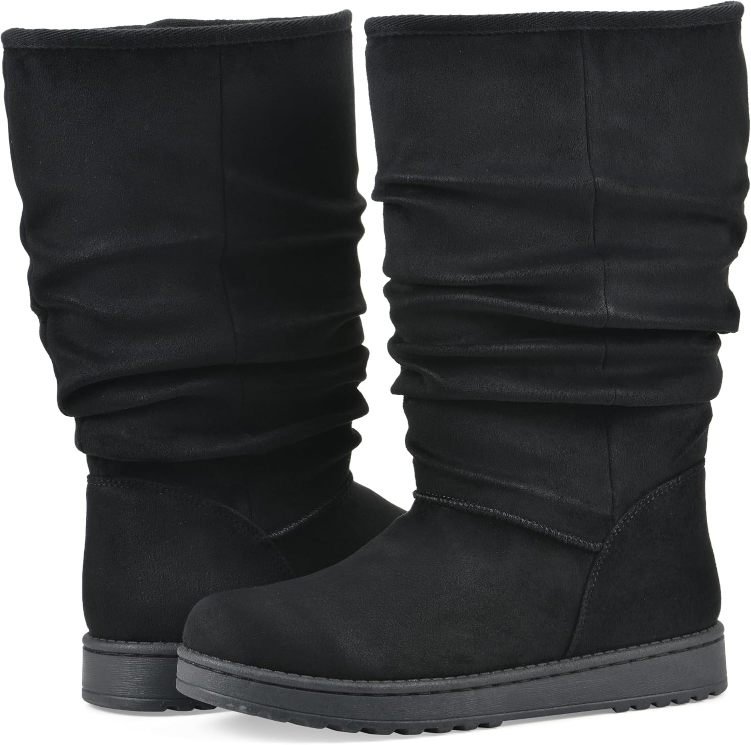 image:imageWHITE MOUNTAIN Womens Icequake Faux FurLined Ruched Mid Shaft BootieBlack