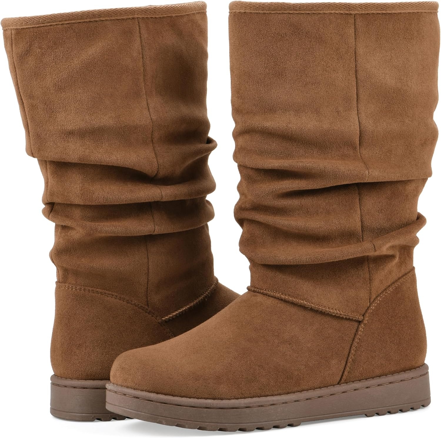 image:imageWHITE MOUNTAIN Womens Icequake Faux FurLined Ruched Mid Shaft BootieChestnut