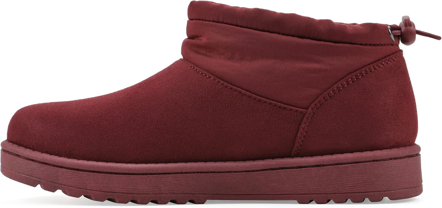 image:imageWHITE MOUNTAIN Womens Idle Faux FurLined Mini BootieBurgundy Fabric