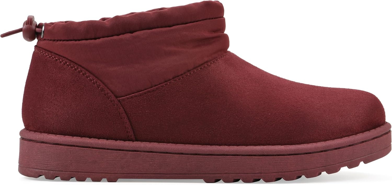 image:imageWHITE MOUNTAIN Womens Idle Faux FurLined Mini BootieBurgundy Fabric