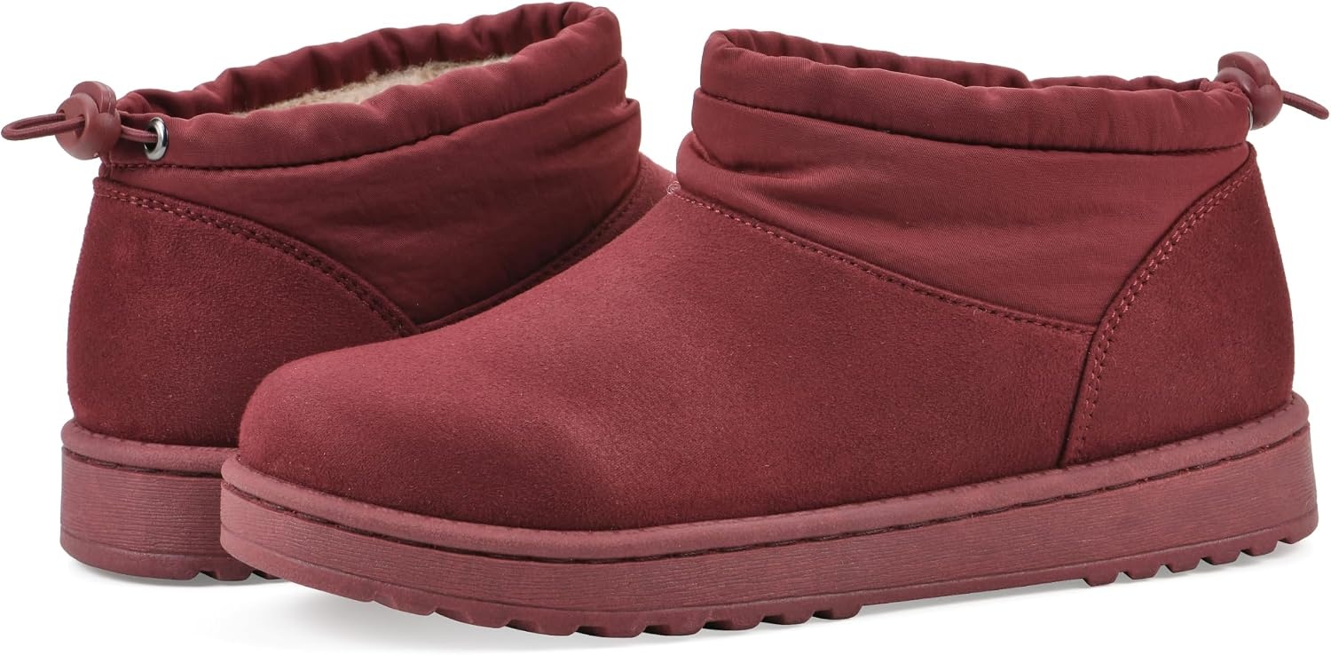 image:imageWHITE MOUNTAIN Womens Idle Faux FurLined Mini BootieBurgundy Fabric