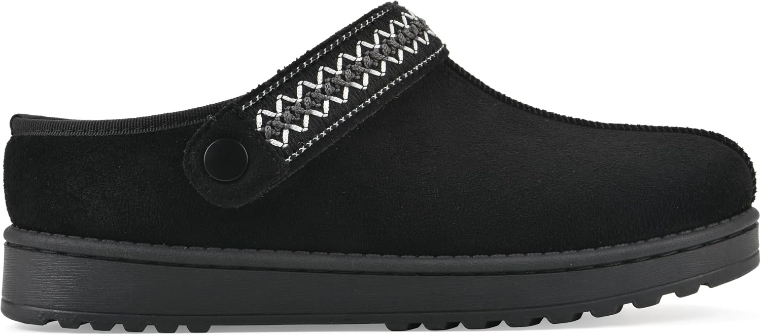 image:imageWHITE MOUNTAIN Womens Incast Adjustable Slinged Faux FurLined SlipOn ClogBlack Fabric