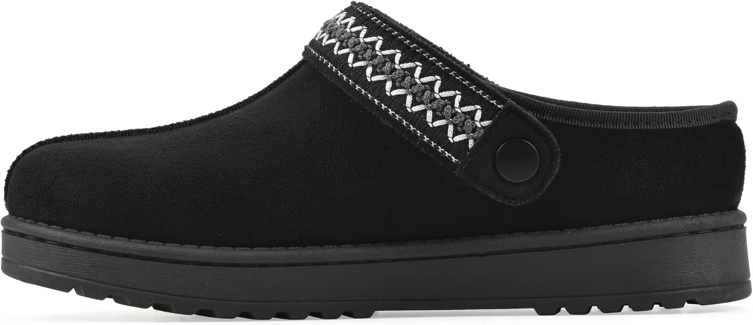 image:imageWHITE MOUNTAIN Womens Incast Adjustable Slinged Faux FurLined SlipOn ClogBlack Fabric