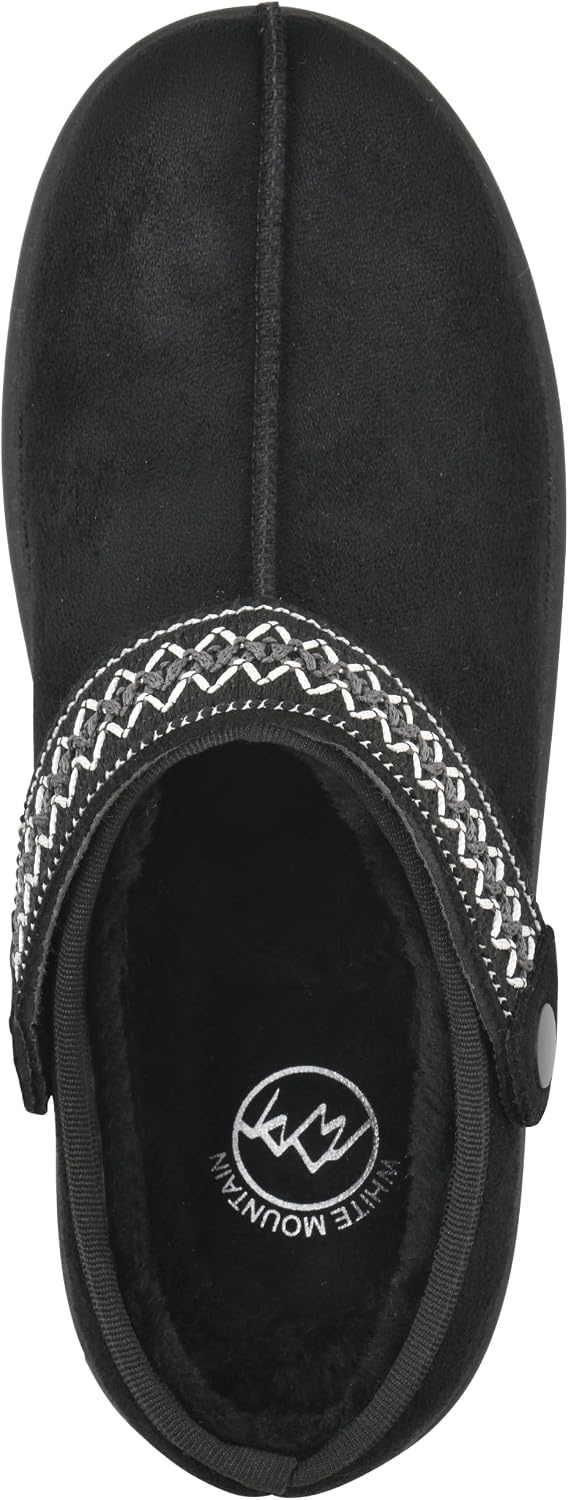 image:imageWHITE MOUNTAIN Womens Incast Adjustable Slinged Faux FurLined SlipOn ClogBlack Fabric