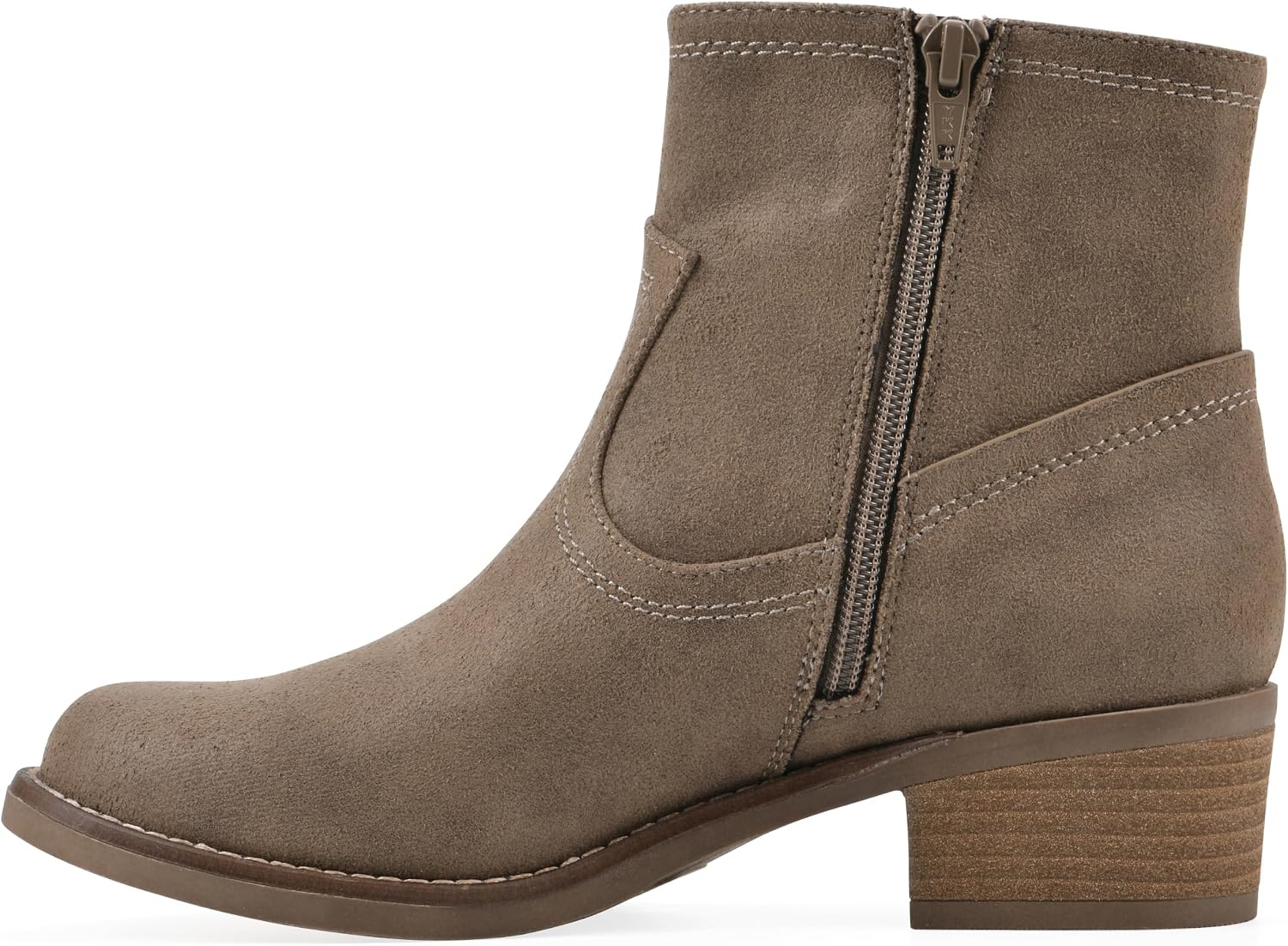 image:imageWHITE MOUNTAIN Womens Meringue Western Ankle BootieDark Taupe Fabric