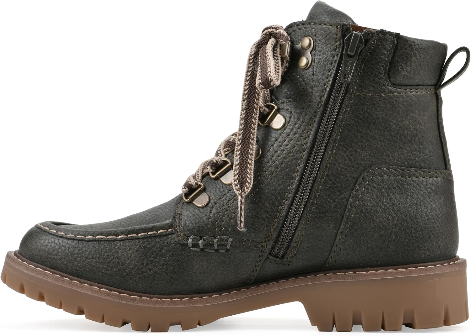 image:imageWHITE MOUNTAIN Womens Parcels City Hiker Ankle BootieOlive Pebble Smooth