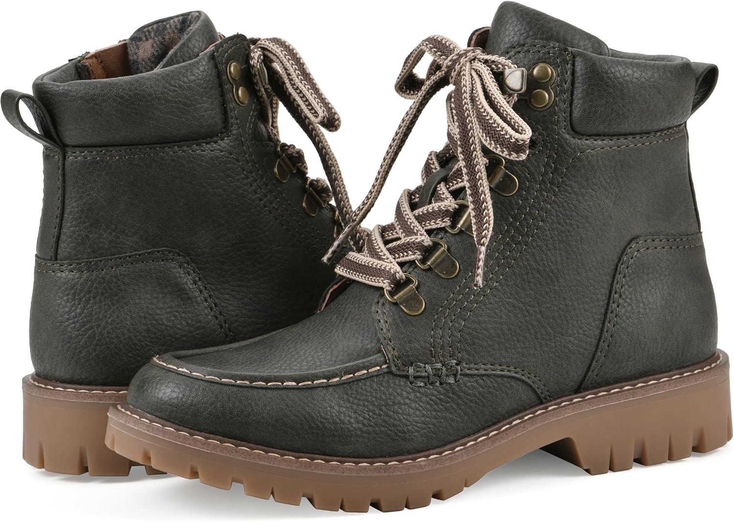 image:imageWHITE MOUNTAIN Womens Parcels City Hiker Ankle BootieOlive Pebble Smooth
