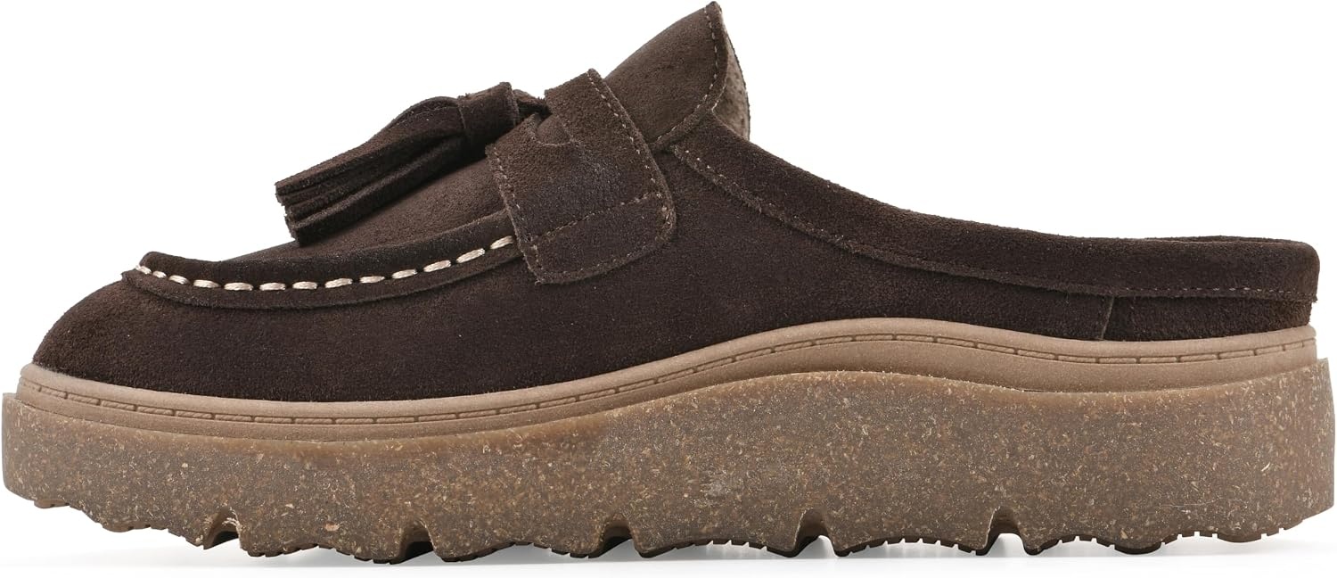 image:imageWHITE MOUNTAIN Womens Vailing Penny LoaferStyle Platform Footbed ClogCoco Brown Suede